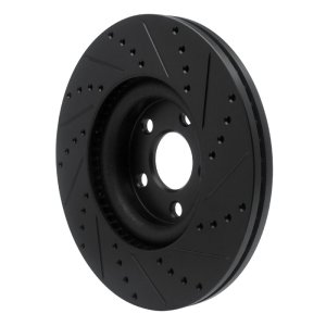 Lincoln MKZ Brake Rotor (1) - Front Left - R1 Concepts - Drilled & Slotted - Black - `17-`20